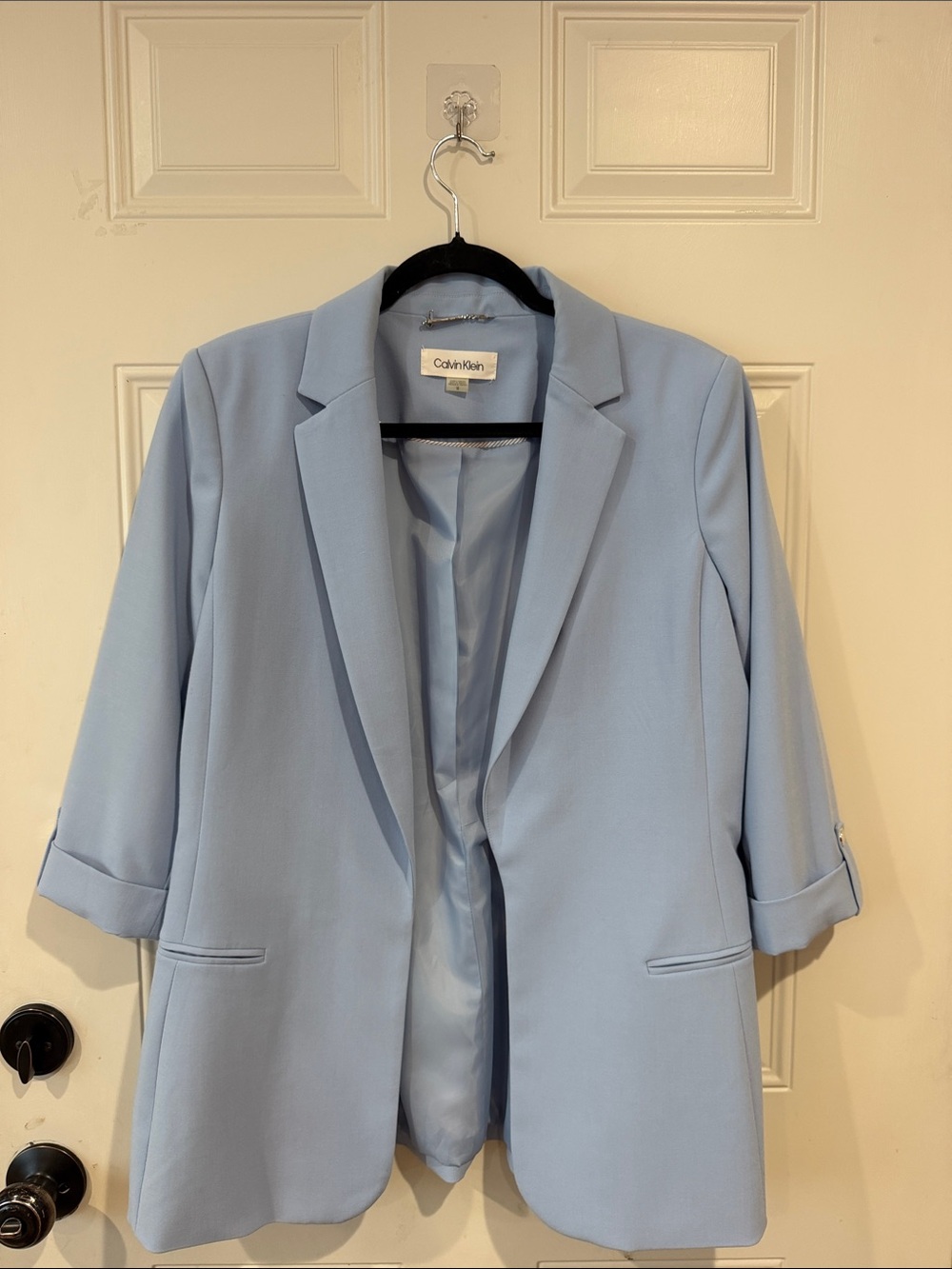 Calvin Klein Pale Blue Women's Open-Front Blazer